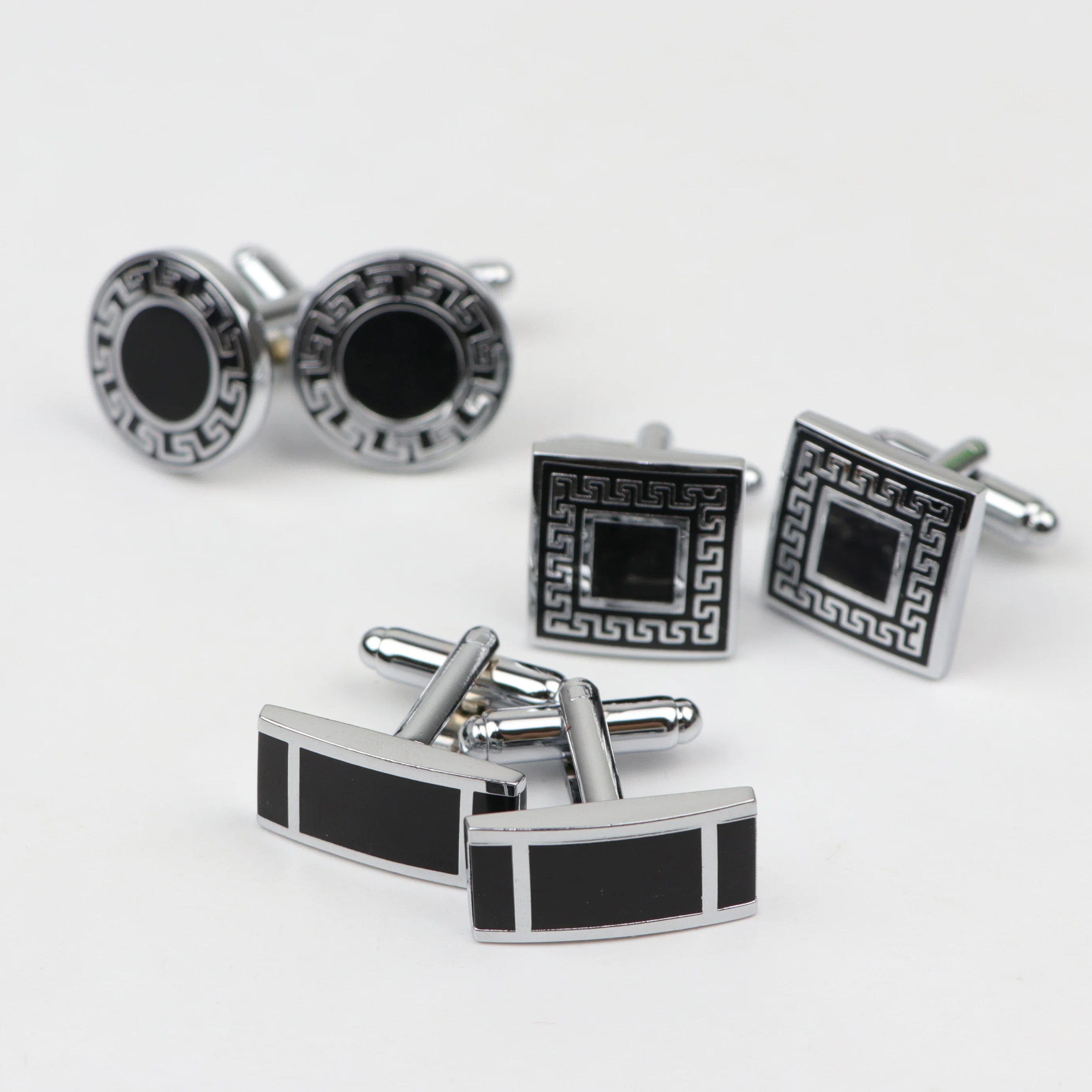 Mens Fashion Laser Engraved Check Sudoku Design Cufflink Luxury Cuff Buttons Silver Black Cuff Links Shirt Jewelry