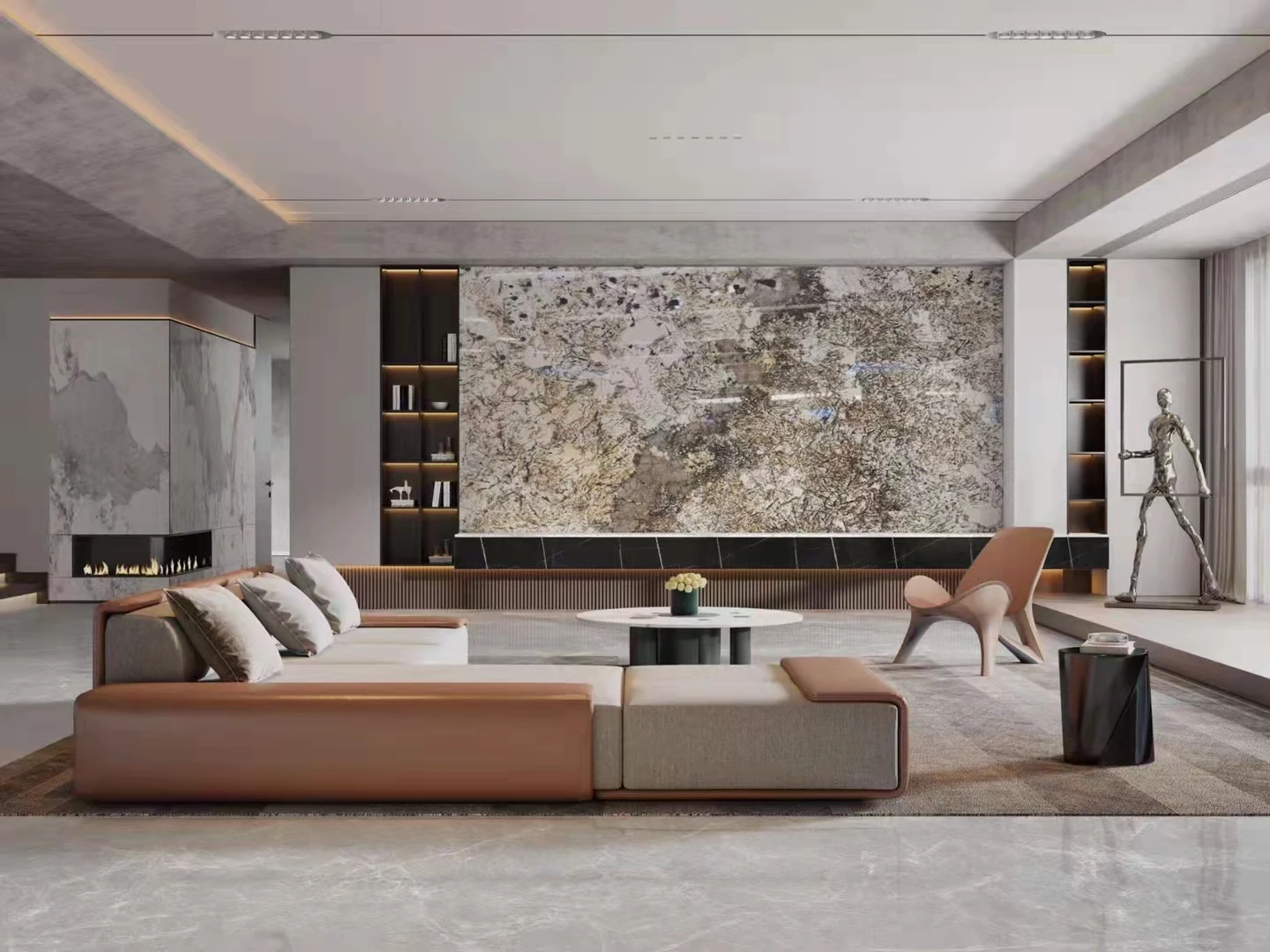 Custom rare noble interior decoration wall floor tiles natural high-end Pandora grey luxury stone