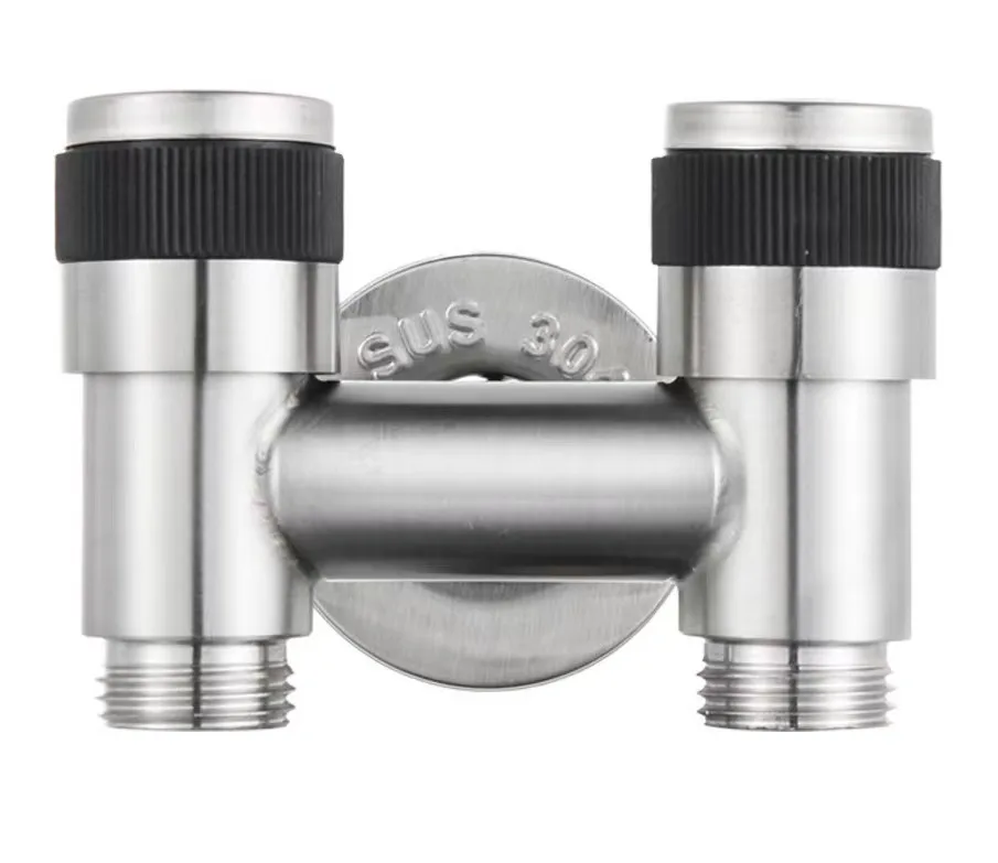 NES-YY505 304 stainless steel double control Angle valve one in two out double water separator multi-function faucet double open