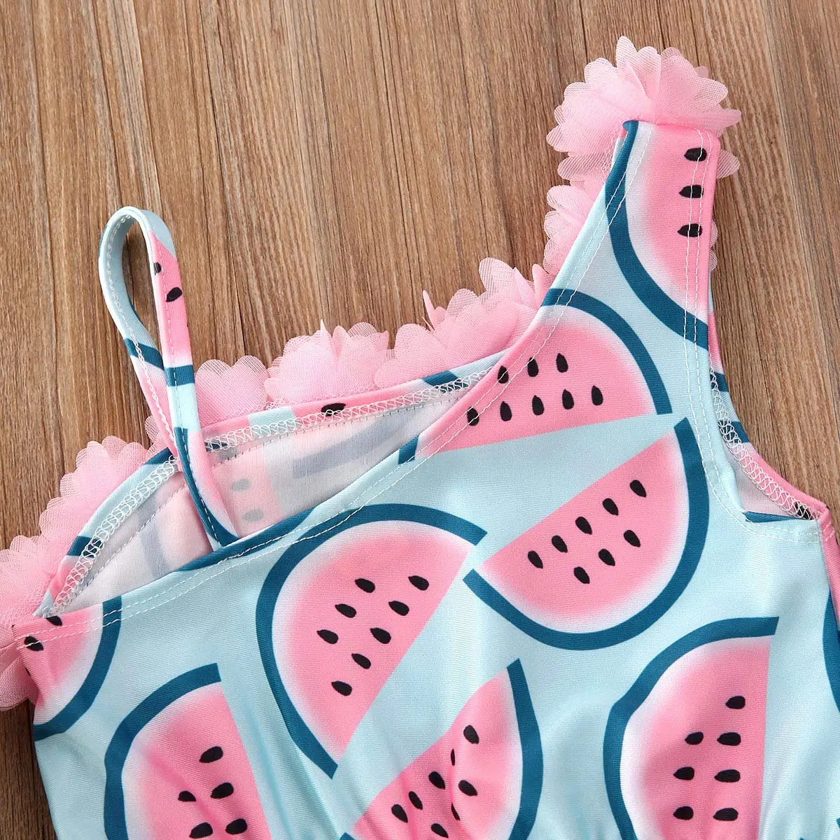 Customized Summer Vacation Kids 2 Piece Bathing Suits Fruit Print Swimwear For Children