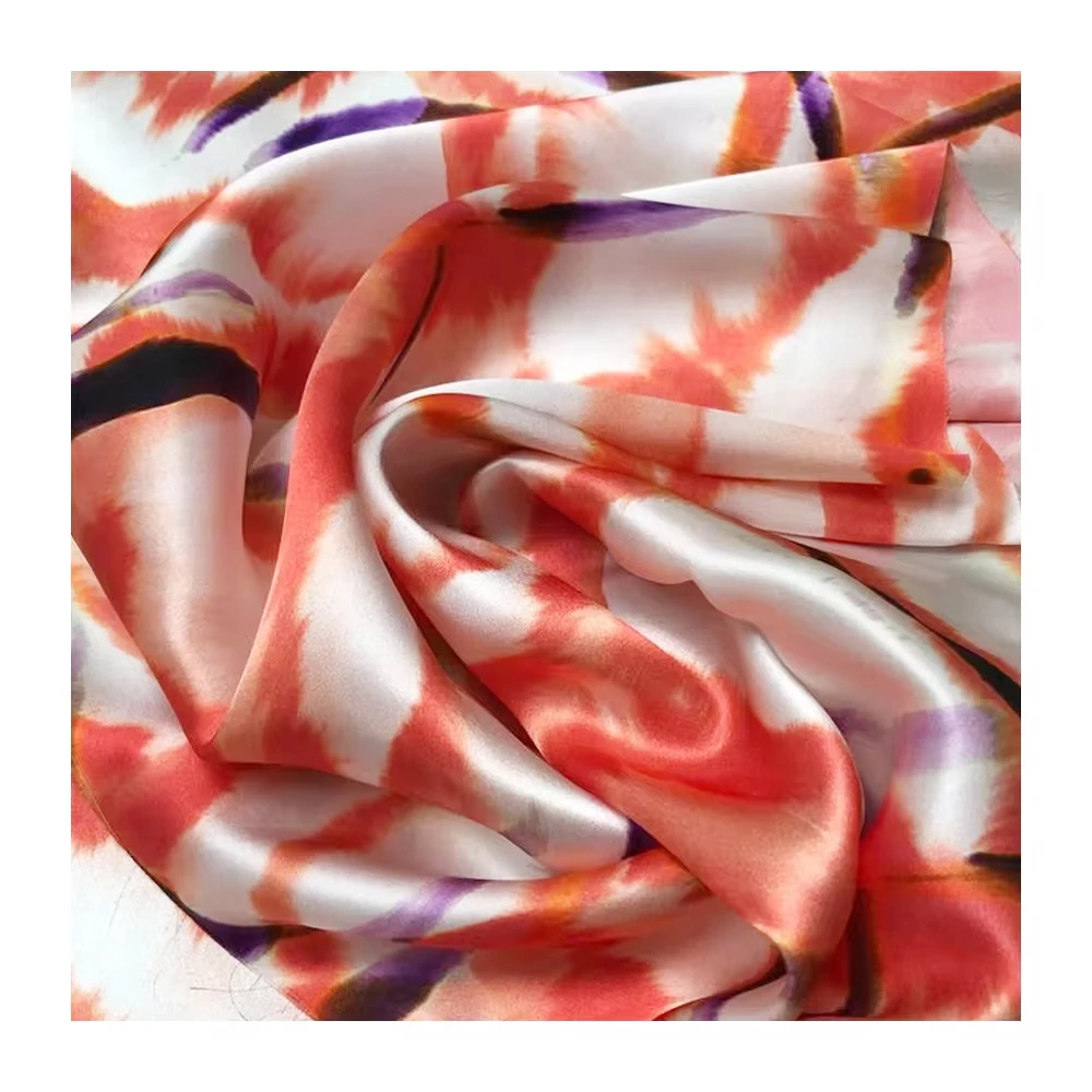 Crepe Back Satin Silk Chiffon Fabric Digital Print 100% Polyester shinny Spandex stretch Tela Silk Satin Fabric for Dress