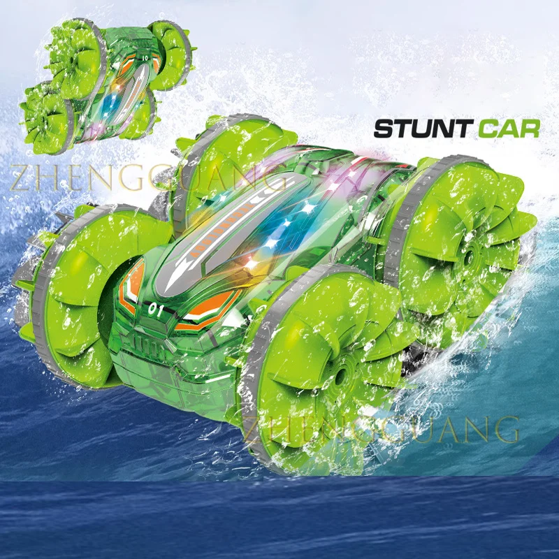 Zhengguang 2024 4WD 2.4Ghz Rotating 360 Waterproof Stunt Vehicle Amphibious Car Kids Rolling Remote Control Car