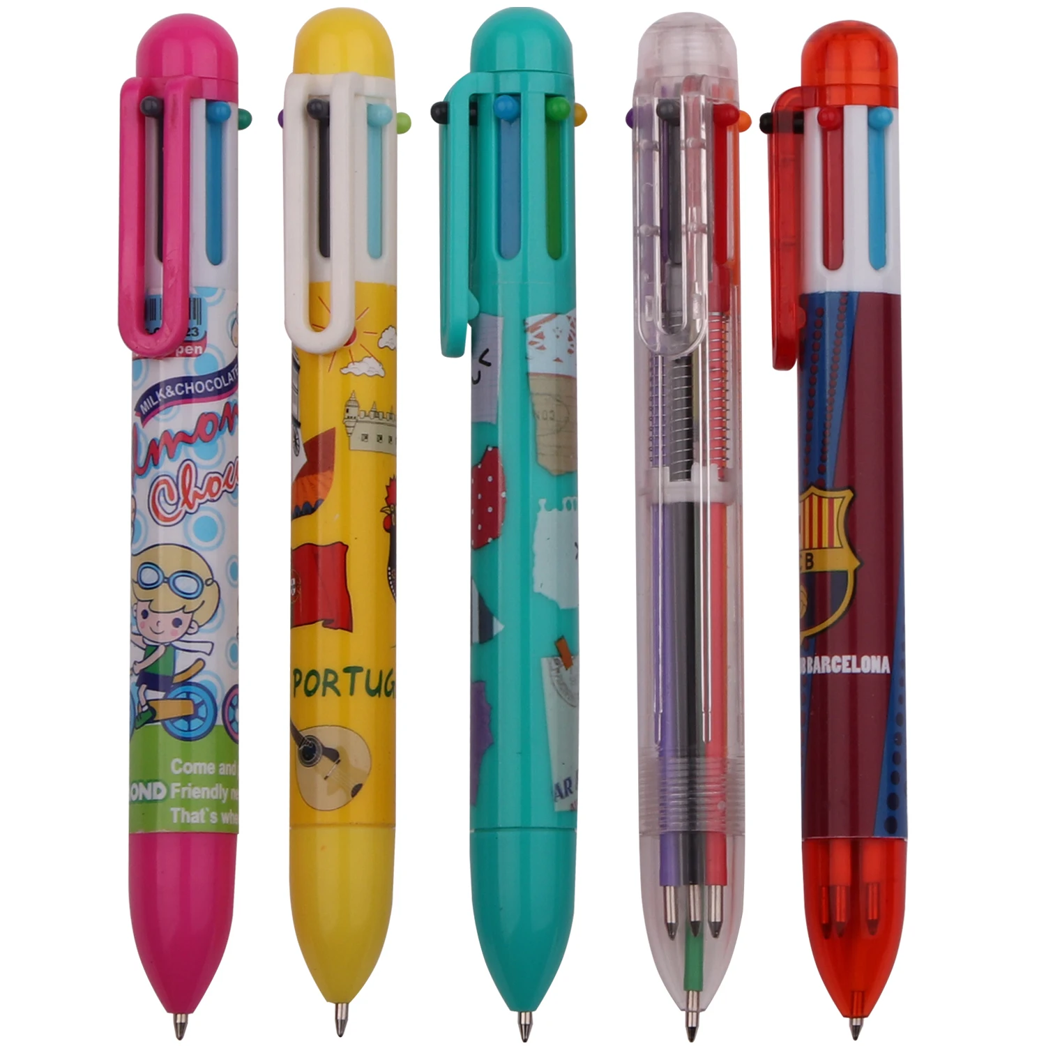 Индивидуальная шариковая ручка, 6 цветов, шариковая ручка с полноцветным дизайном, пластиковая многоцветная ручка, 6 цветов