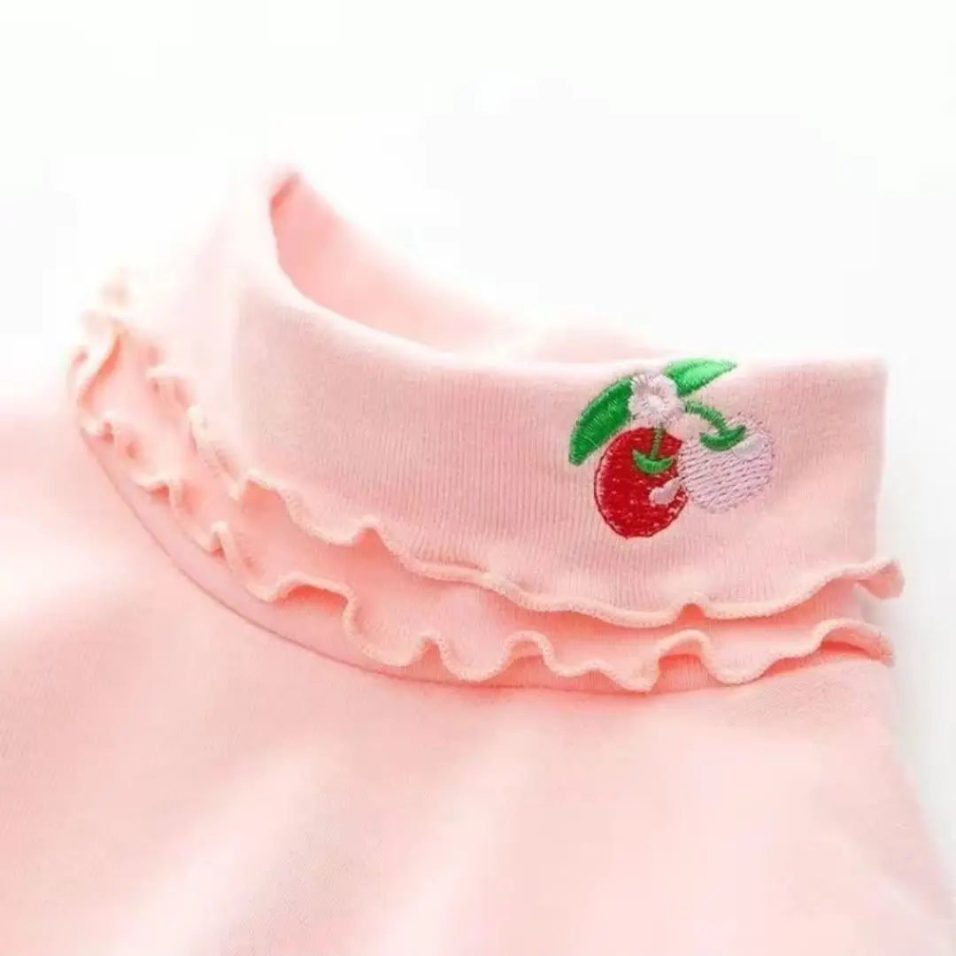 High Quality Boutique Autumn Spring Sweet Korean Style Long Sleeves Children T Shirt Girl Bottoming Girls Solid Blouse Tops