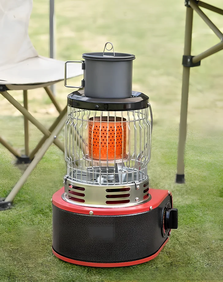Outdoor warmth with a powerful gas heater, your go-to for camping and more.
