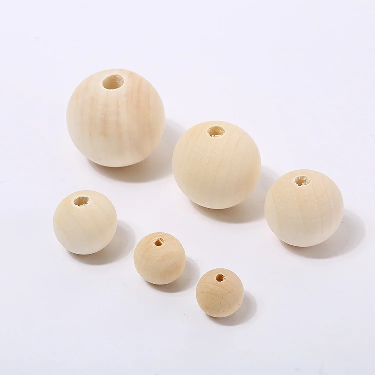 Bestone custom wholesale all size round wood beads high quality jewelry natural wood beads