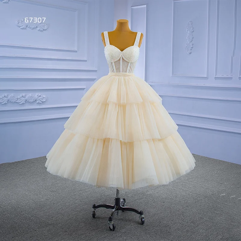 Jancember RSM67307 Modern Princess Short Knee Length Ball Gown Wedding Dress