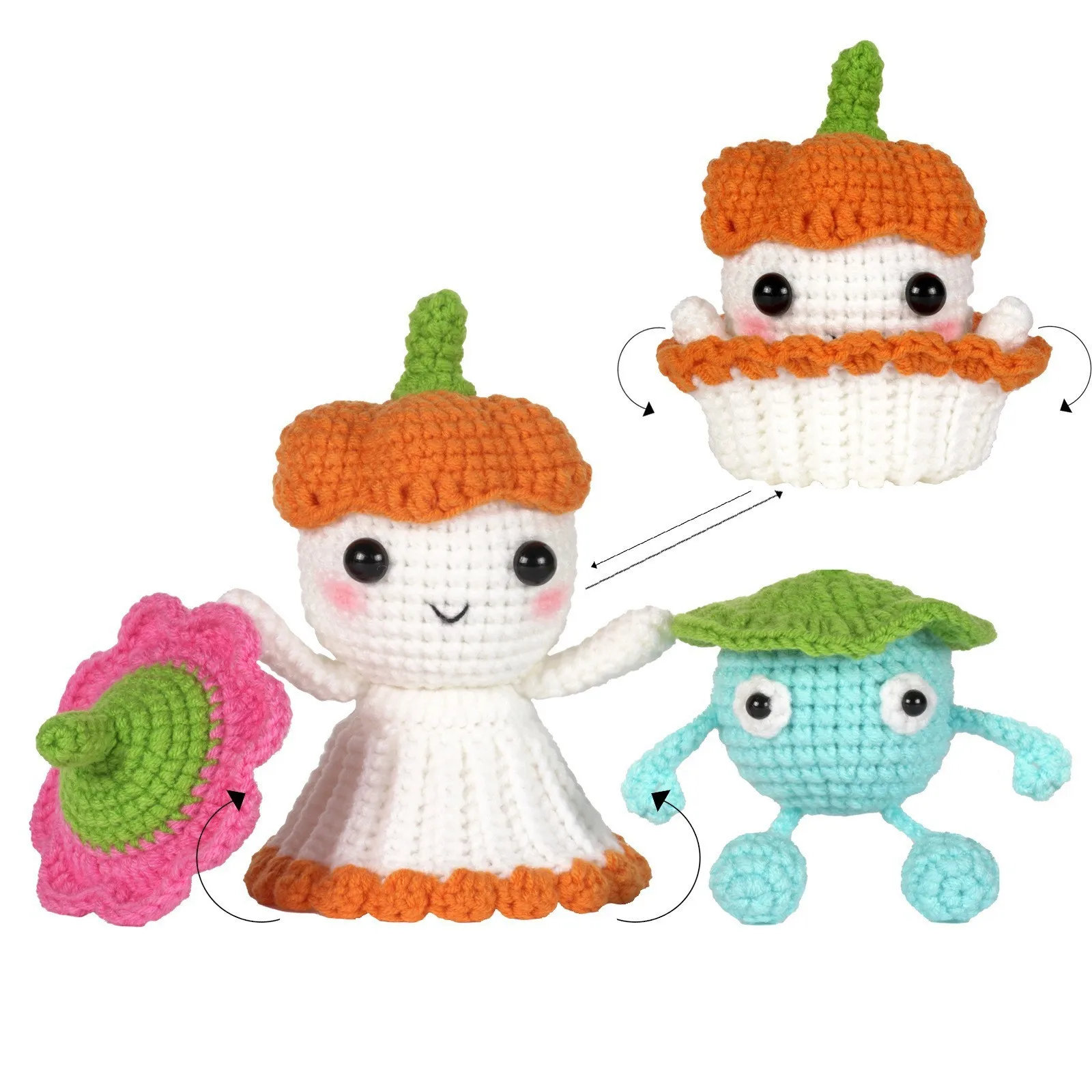 Handmade crochet material bag woven with DIY yarn to make small toy ornaments Halloween style