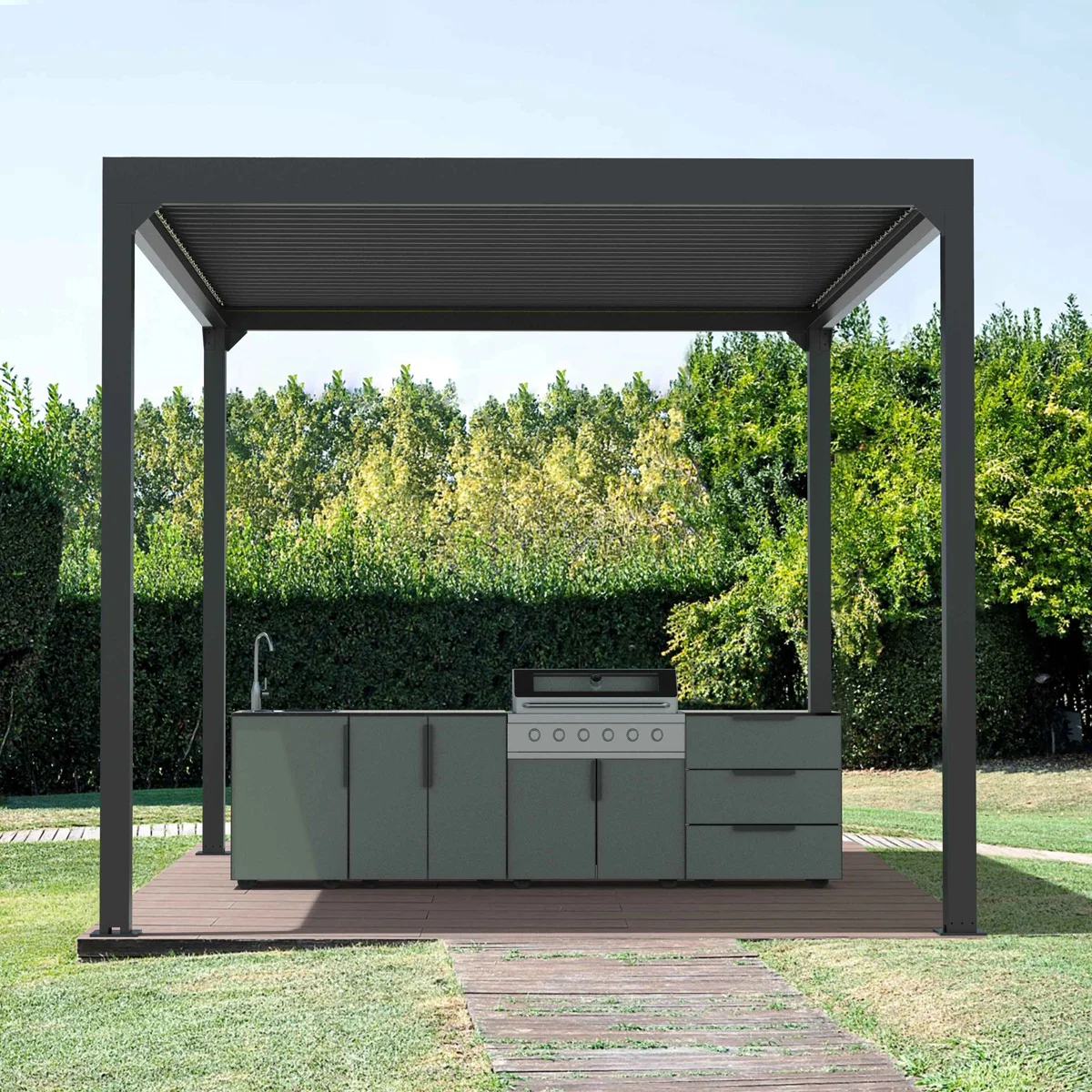 JN01  Outdoor Kitchen Aluminum PVC Board Modular bbq grill outdoor kitchen