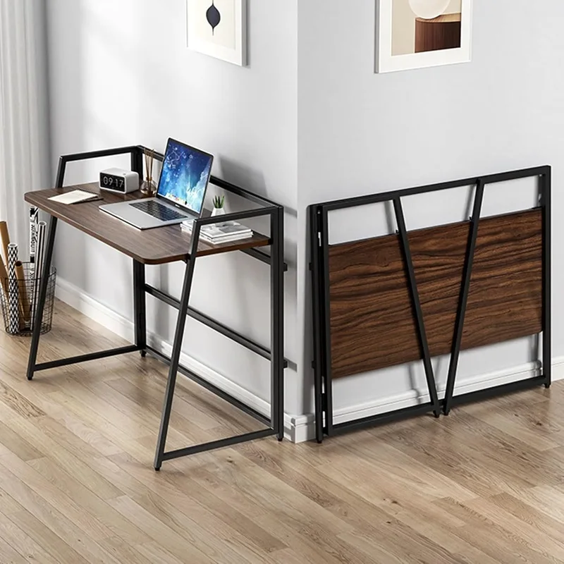 NEW DESIGN NO ASSEMBLY FOLDING DESKS COMPUTER TABLE WITH GUARDRAIL FOR HOME OFFICE