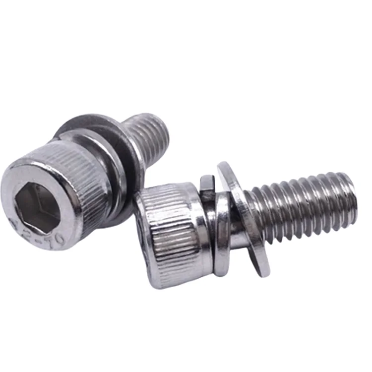 
M6 x 8mm Steel Nickel Plating Cross Recessed Flat Head Screw Hex Head SEMS Screw 