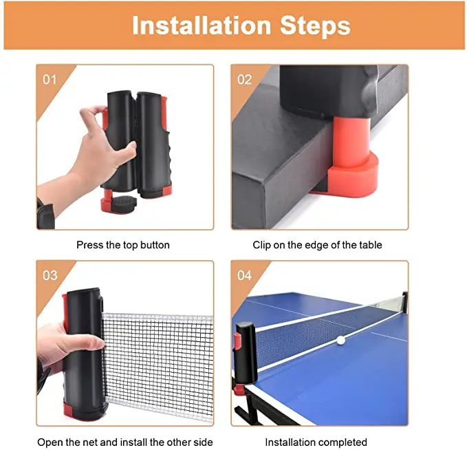 ActEarlier Ping Pong ball portable table tennis net set retractable table tennis net set