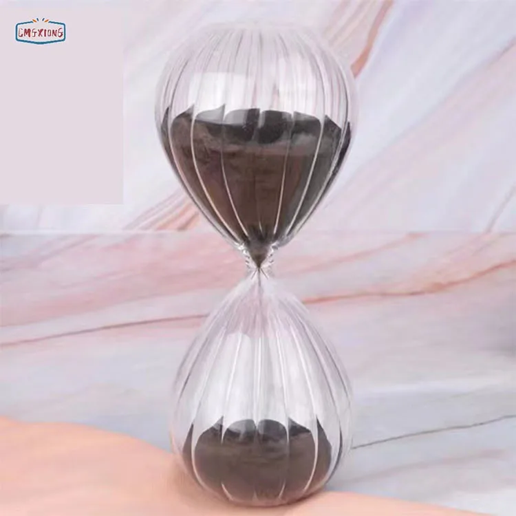5min 15min 30min Vertical Stripe Glass Hourglass Sand Timer For Home Office Decoration