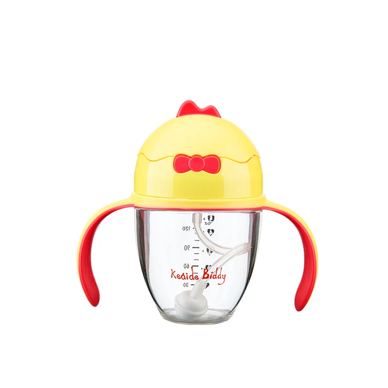 
Plastic Tritan water bottle baby water cup with handle & straw sippy bottle 