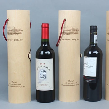 China factory cheap price custom  logo design cylinder wooden box wood  packaging box  for red wine