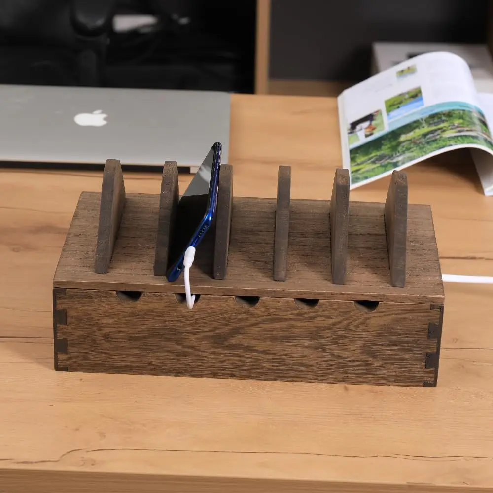 Твердая деревянная Кабельная сборка деревянные инструменты настольные кабели для передачи данных с кабелем питания сортировочные и ящики хранения