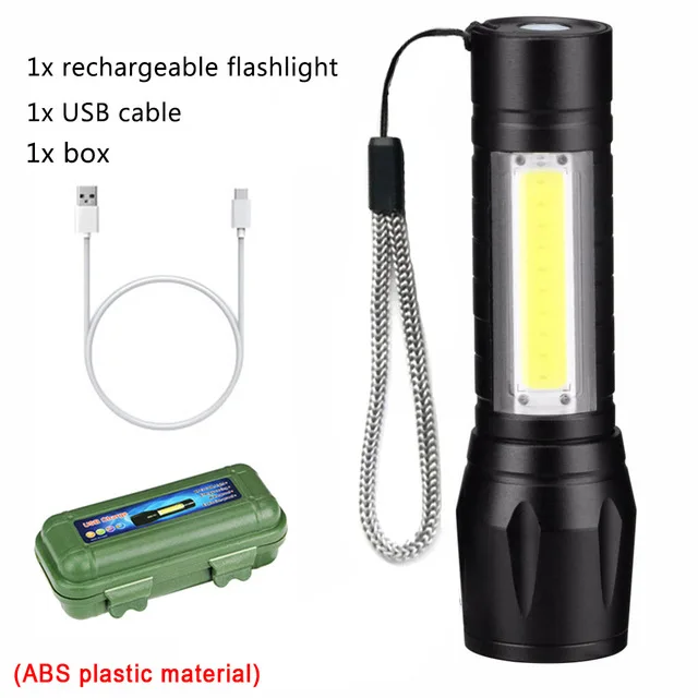 COB XPE dual-use USB telescopic focusing work lamp Rechargeable flashlight