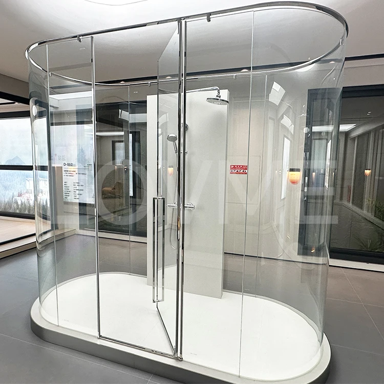 Popular Design Folding Frameless Bathroom Glass Shower Door Ce Certified Stainless Steel Pivot Shower Room