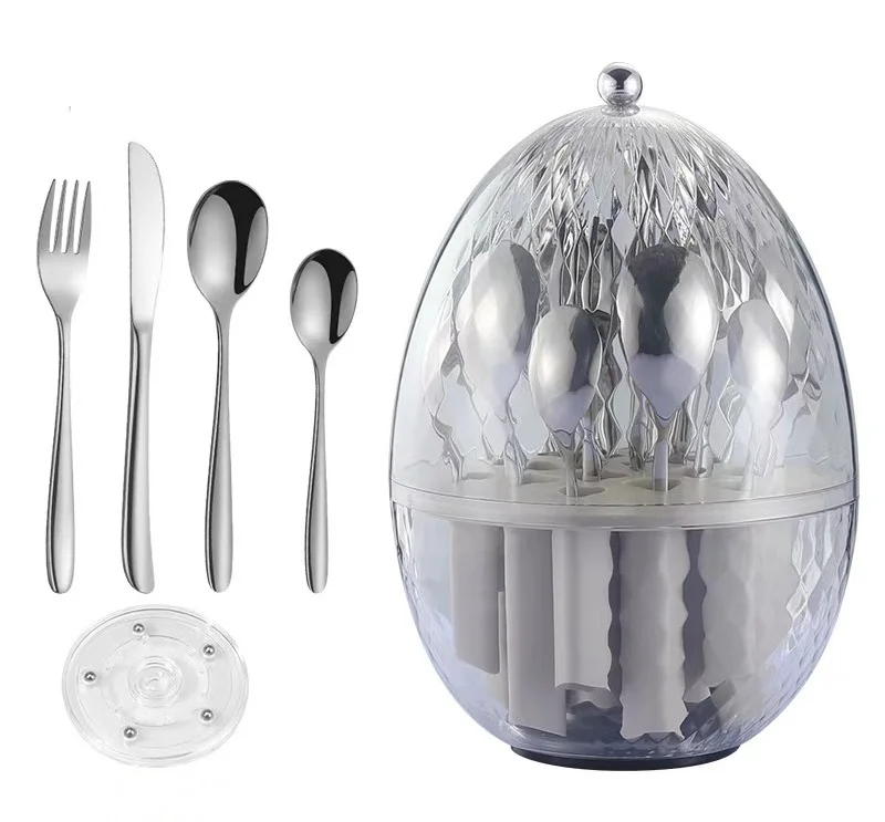 BIEN Factory 304 stainless steel luxury Western food knife fork spoon Chinese chopsticks spoon fork set plastic crystal
