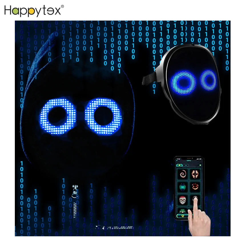 Hot Sale Halloween Christmas Carnival Costume Party Game Deco GIFT RGB Light Up LED Facial Mask DIY Picture Animation Text