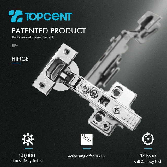 Topcent Hardware Hidden Cabinet Hinges 35mm Door Cabinet 105 Degree Hydraulic Door Hinge