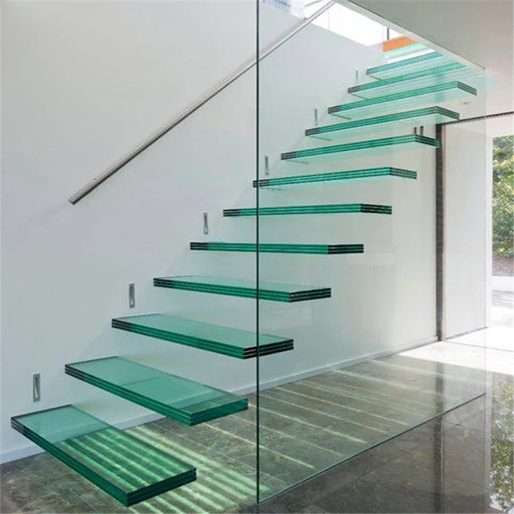 clear anti slip frosted laminated glass panels steps stainless steel metal quantity mono stringer stair prices