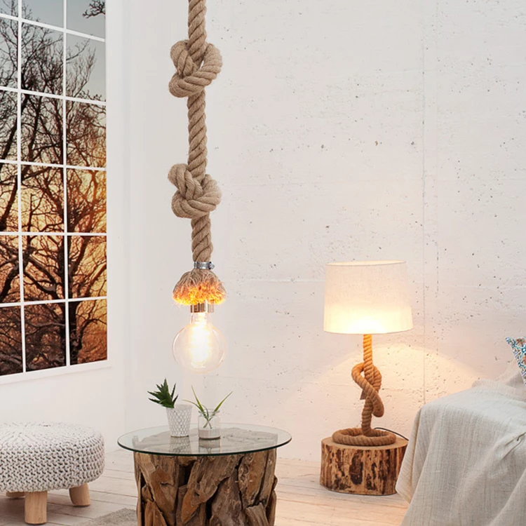 Lights Dining Room Pendant Lights Hemp Rope Nordic Led Linear Chandeliers Pendant Lights Modern For Living Room Bedroom Bar