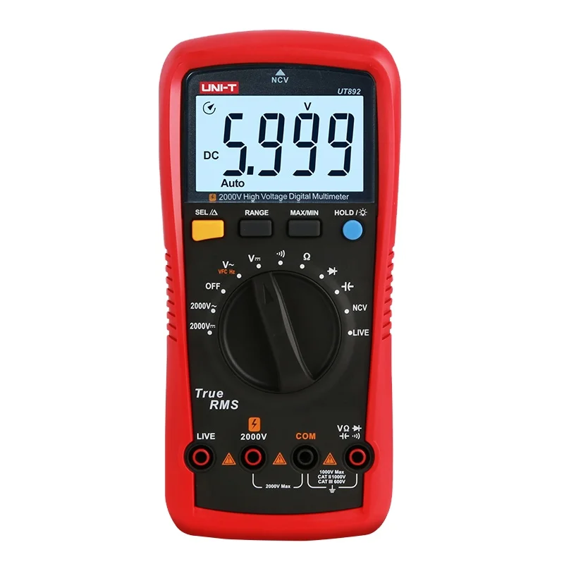 UNI-T Цифровой мультиметр UT892 2000V AC DC Вольтметр цифровой измеряющий истинные конденсатор с алюминиевой крышкой Тестер Частотомер бесконтактная проверка напряжения переменного LIVE