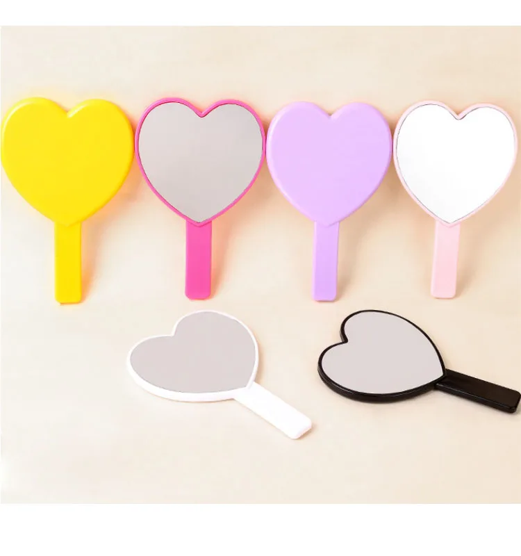 Дамское зеркало для макияжа в форме сердца, Ручная фиксация, женское косметическое зеркало для макияжа, подарок