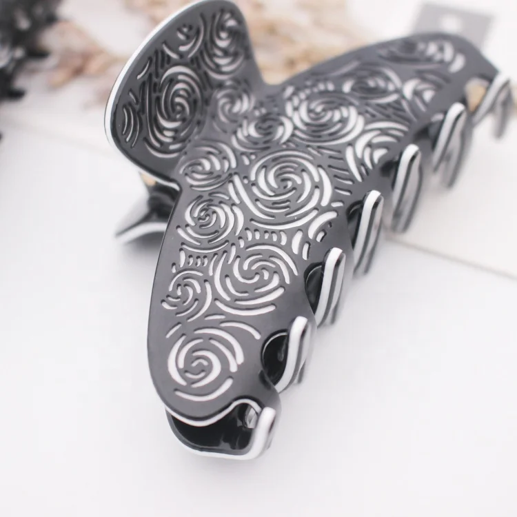 CANYAUN New design high quality hair clamp claw clip hollow out rose texture rhinestone hair claw wholesale
