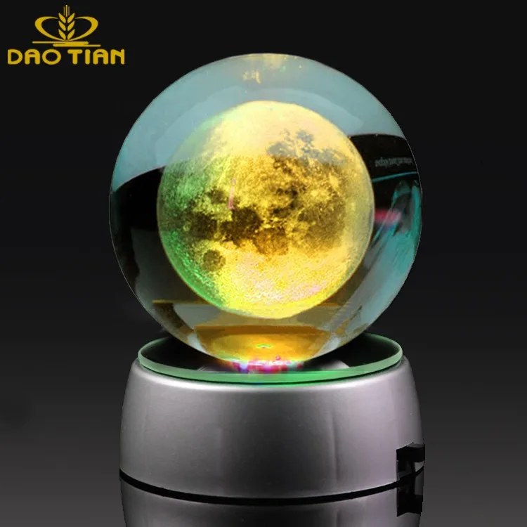wholesale crystal crafts crystal glass ball with led lights base 3d crystal ball night lamp luminous ball for desktop ornament