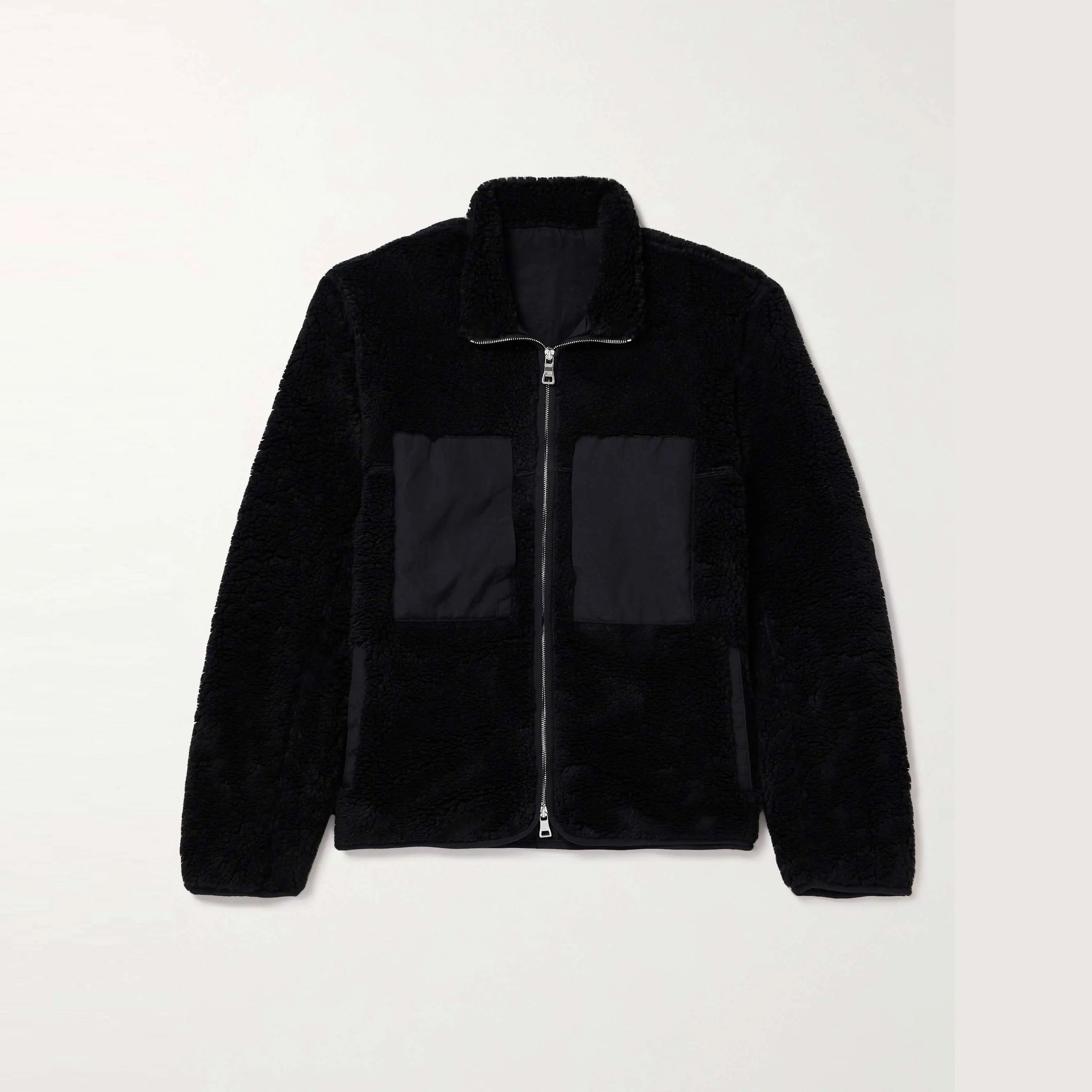 High Quality Custom Coat Solid Color Pockets Stand Collar Polar Fleece Zip Up Jacket Casual Sherpa Fleece Jacket