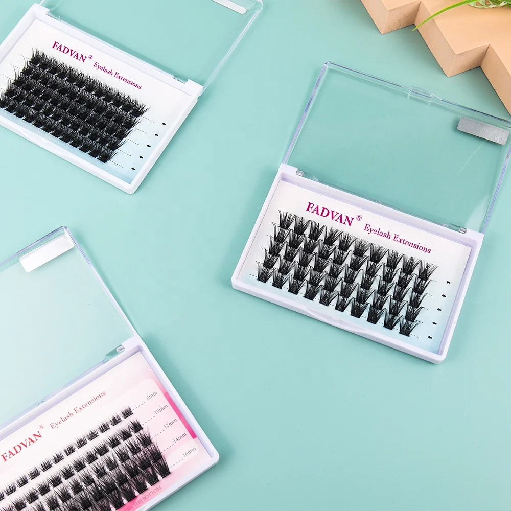 Free Logo Design Segmented Eyelash Fans Lash Clusters Faux Mink Eyelash Customized Brand Box Self Grafting Diy Eyelash Extension