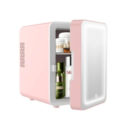 4 L Portable Mini Fridge Cooler, AC/DC Power Compact Small Refrigerator with Makeup Mirror
