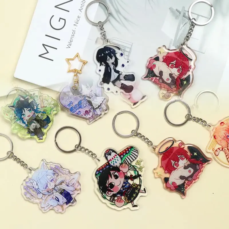 new trend charms clear acrylic custom logo printed transparent hologram keychain make your own acrylic keychain with anime