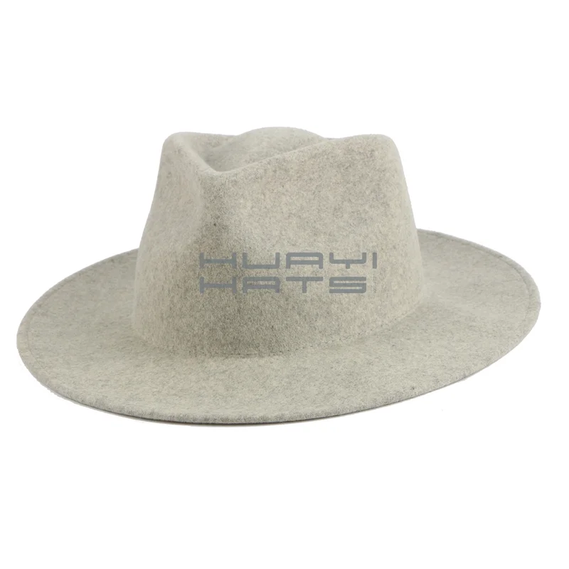 Huayihats Manufacturer Customized Prue Wool Felt Fedora Hats For Men