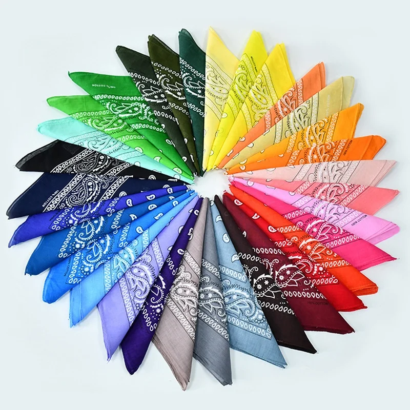 Многофункциональный красочный на заказ 100% хлопок квадратная ткань индивидуальный принт головной убор Классическая Пейсли Бандана