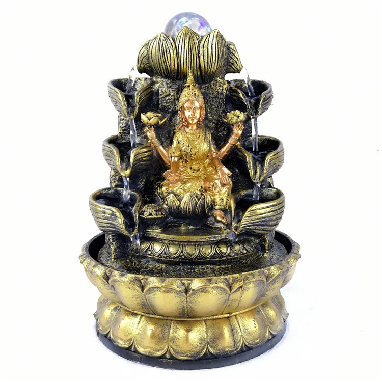 Japanese style small resin buddha statues water fountains indoor tabletop for sale