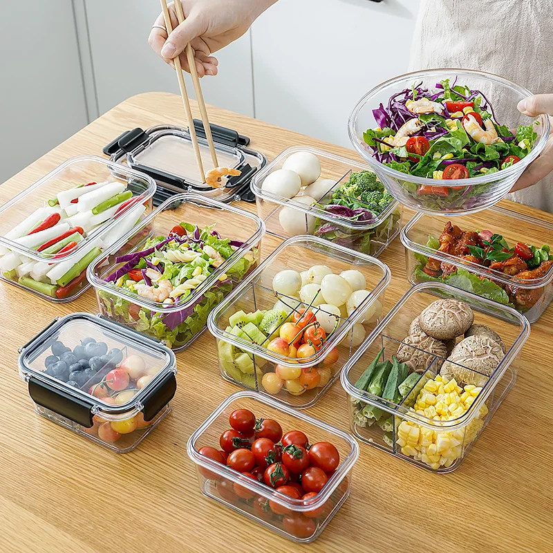 High Quality Pet Plastic Kitchen Organizer Storage Container Plastic Storage Box Plastic Lunch Box