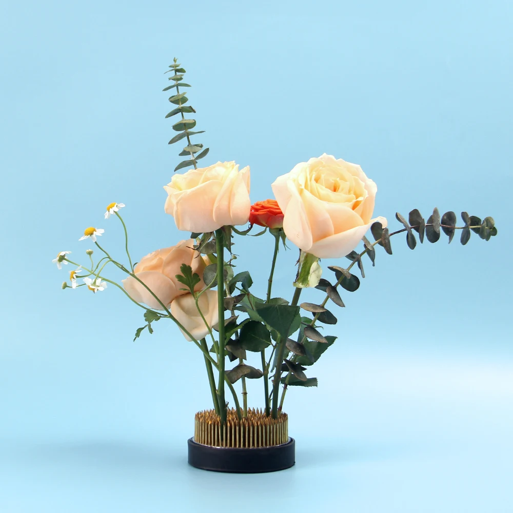 Wholesale Kenzan 60mm Diameter Floral Flower Holder Arranging Tool Kenzan Ikebana Upgraded Brass Pin Frog Pin