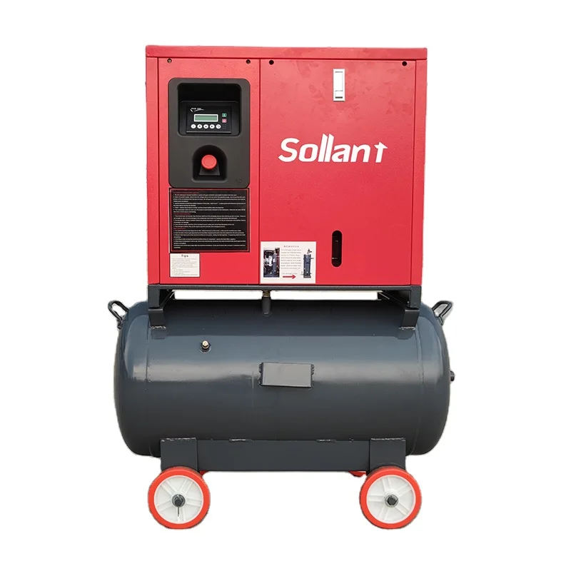 Sollant 3.7kw 5HP Full Feature Compact Built-in One Single Phase Rotary Screw Air Compressor with Tank Air Dryer and Filter