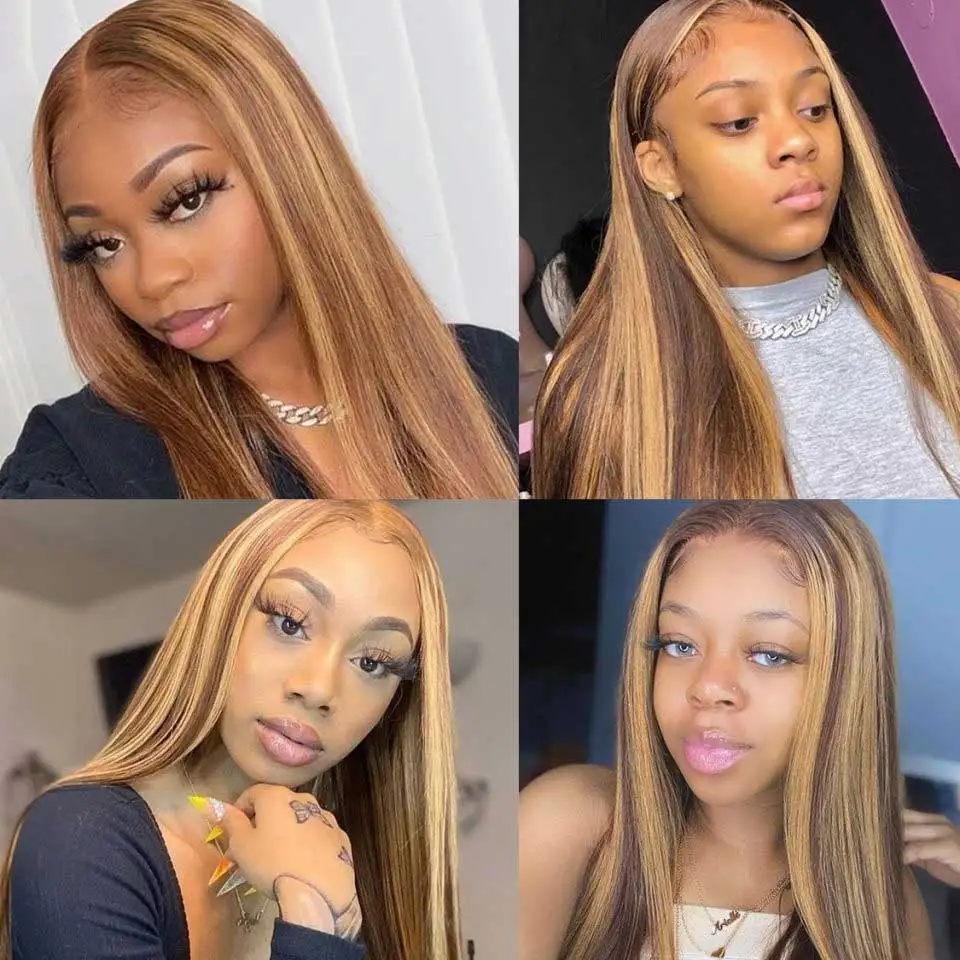 Wholesale Brazilian Virgin Remy Human Hair 13X4&6 Lace Front Highlight Wigs HD Transparent Human Hair Wigs For Black Women