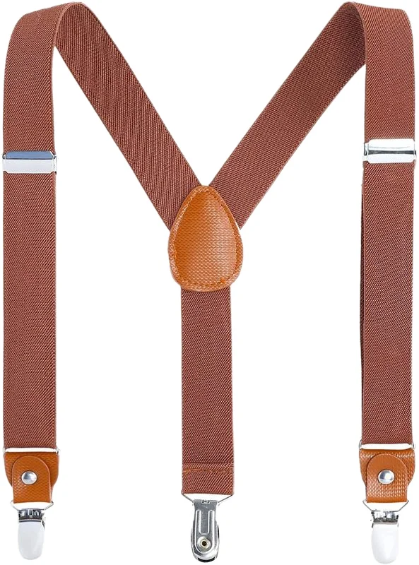 3 clips adjustable elastic stripe belt leather mens trouser braces suspenders