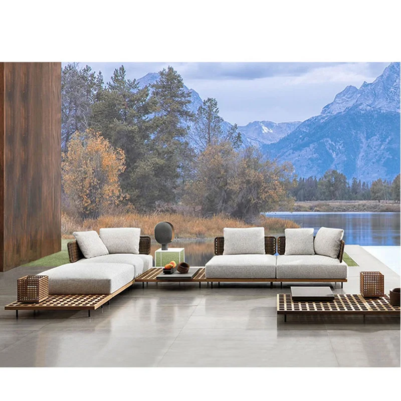 wooden frame fabric chaise sectional lounge sofa