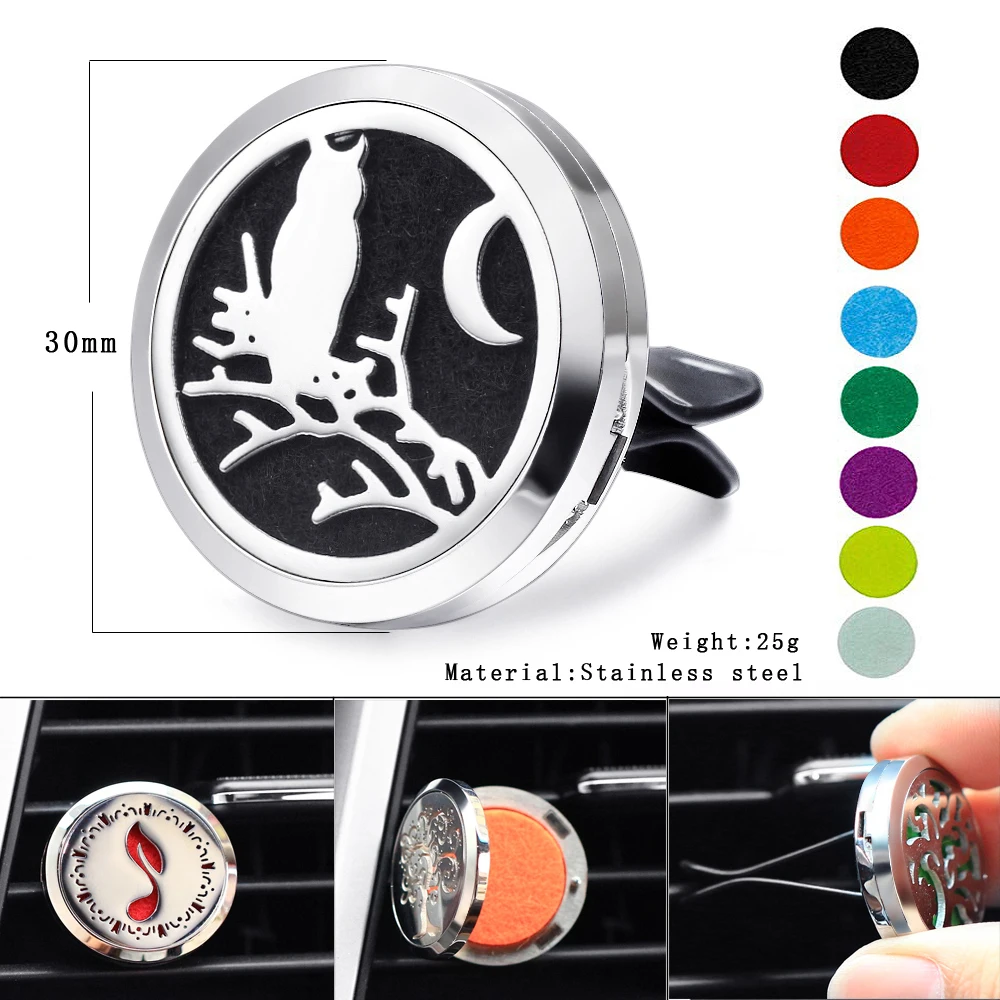 Owl moon watching pattern aromatherapy stainless steel aroma diffuser pendant box