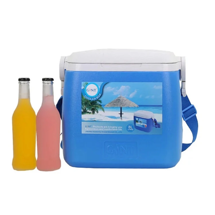 Orange Custom Logo OEM Injection Gift Mobile  Picnic Small  Lunch Water 8L PU Foam Cooler Box With Carry Strap