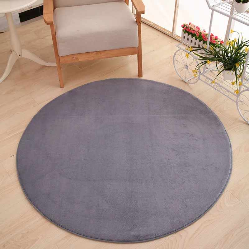Wholesale Area Rugs Gray Faux Rabbit Fur Carpet Round Shape Rug Carpets For Living Room Decor Shaggy Rug Modern Mat