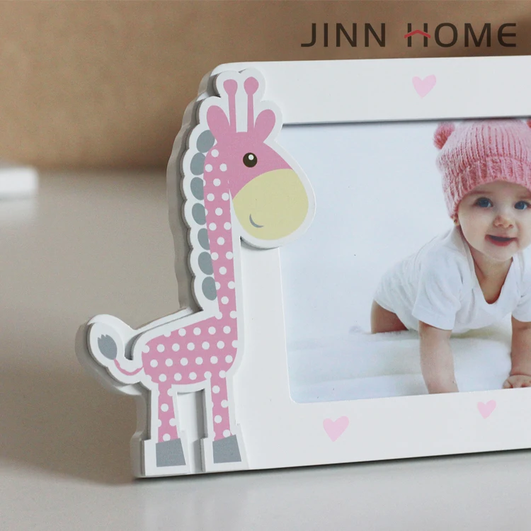 Giraffe Designs Baby Memory Wooden Photo Frame MDF Material Love You in Blue for Boys Pink for Girls Home Display DIY Projects