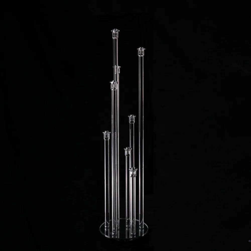 MH-ZT0126 8 pillar glass candlestick  crystal candelabra wedding decoration centerpieces with glass tube