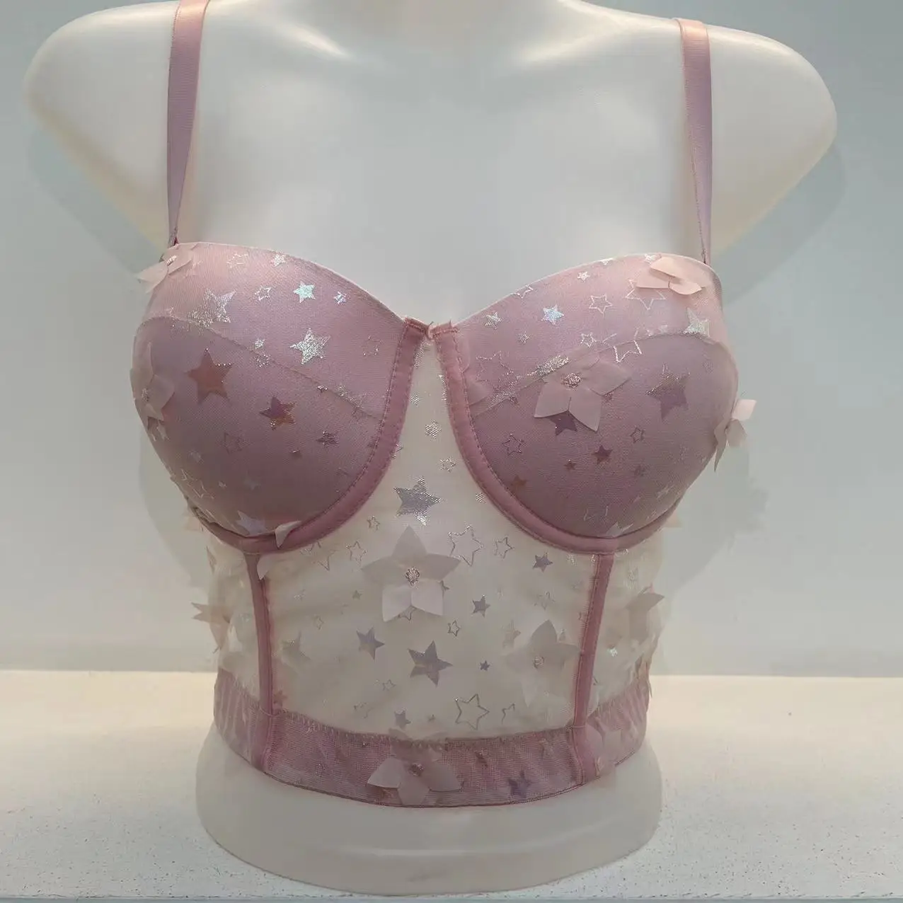 1/2 Cup Bras Bodysuit Corsets Breathable Bustiers Star Three-dimensional Bing Bing Print French Sequined Sexy Tops For Women